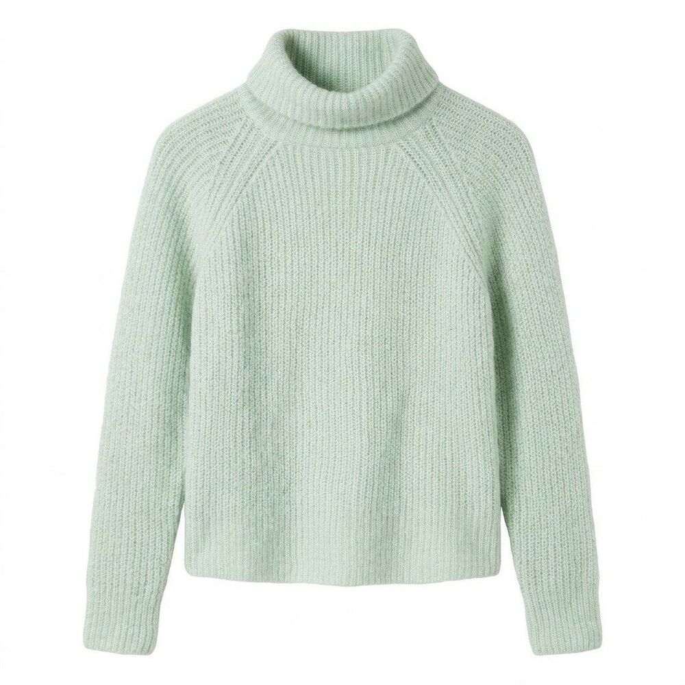 Pacas Alpaca Merino Sweater Womens Small Cropped Turtleneck Sage Green